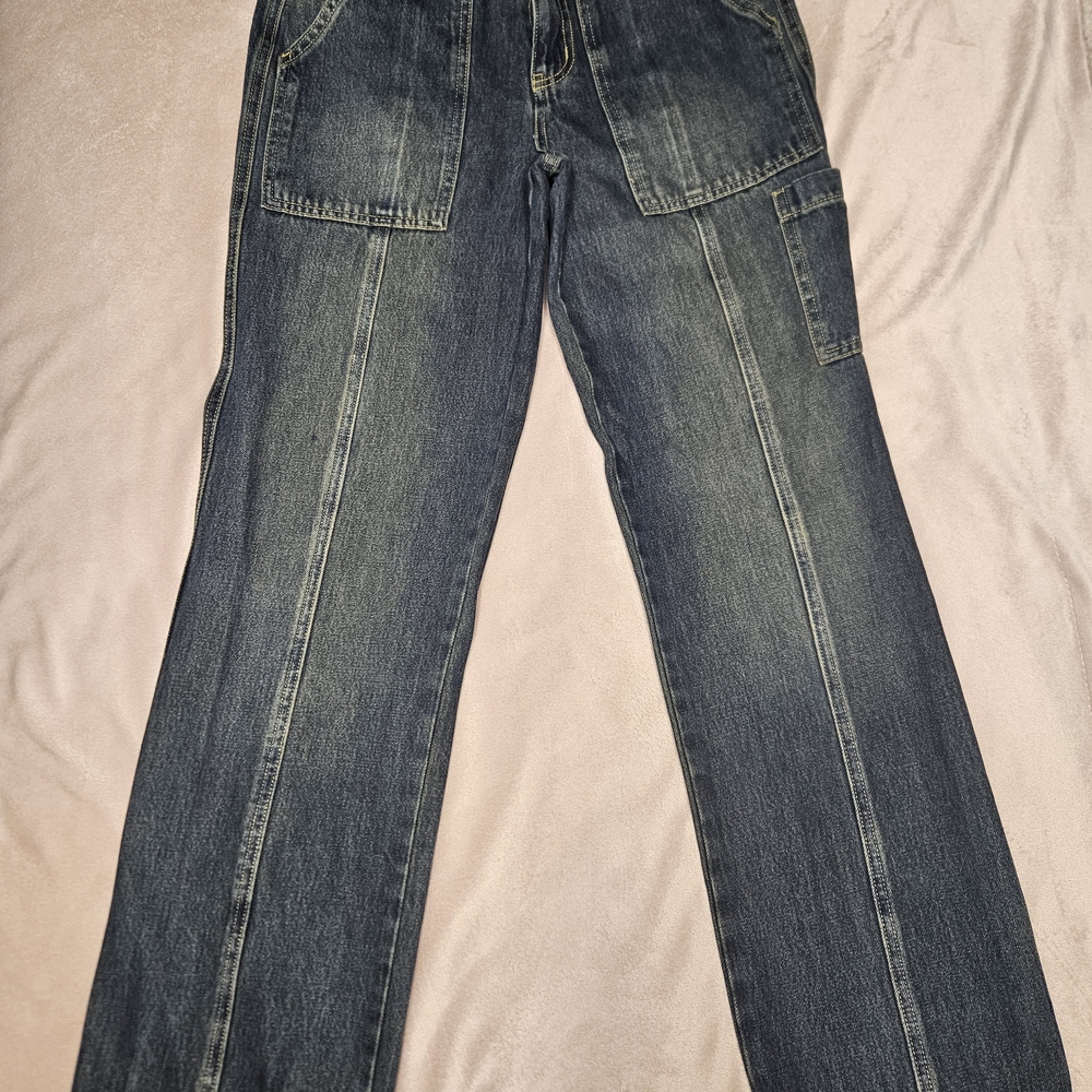 Forever 21 Dark Blue Boot Cut Utility Jeans